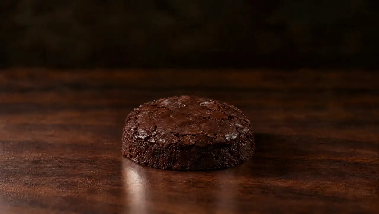 Cookies & Brownies: Brownie cookie with pistachio cream, chocolate shell and crushed pistachio. The piece is built in front of you: soft brownie base, then velvety pistachio cream, then glossy chocolate shell, then fine pistachio pieces.